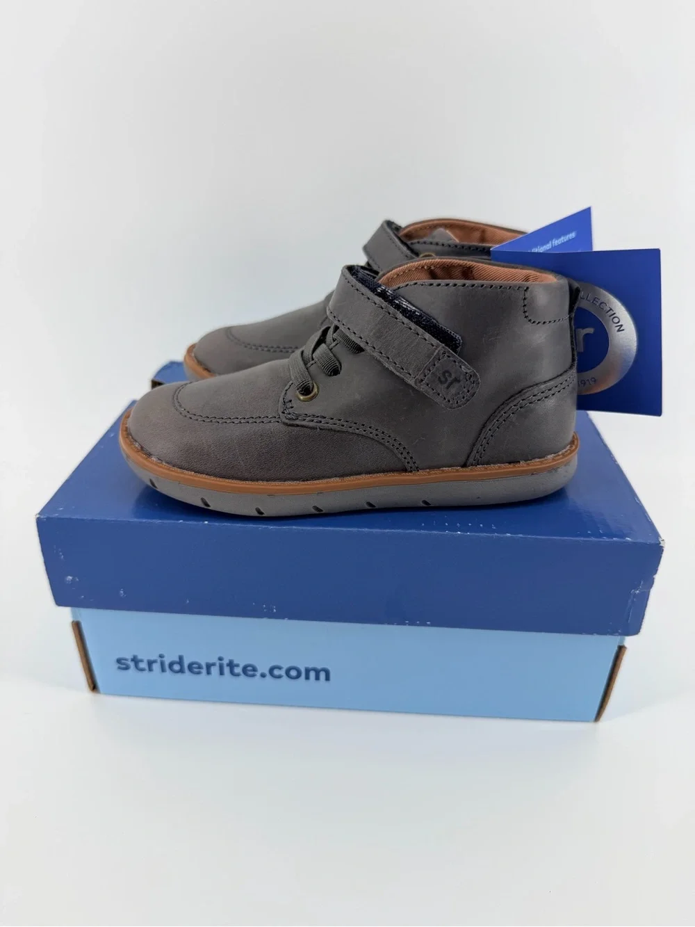 NIB Stride Rite Toddler Quinn Boots in Slate Grey leather